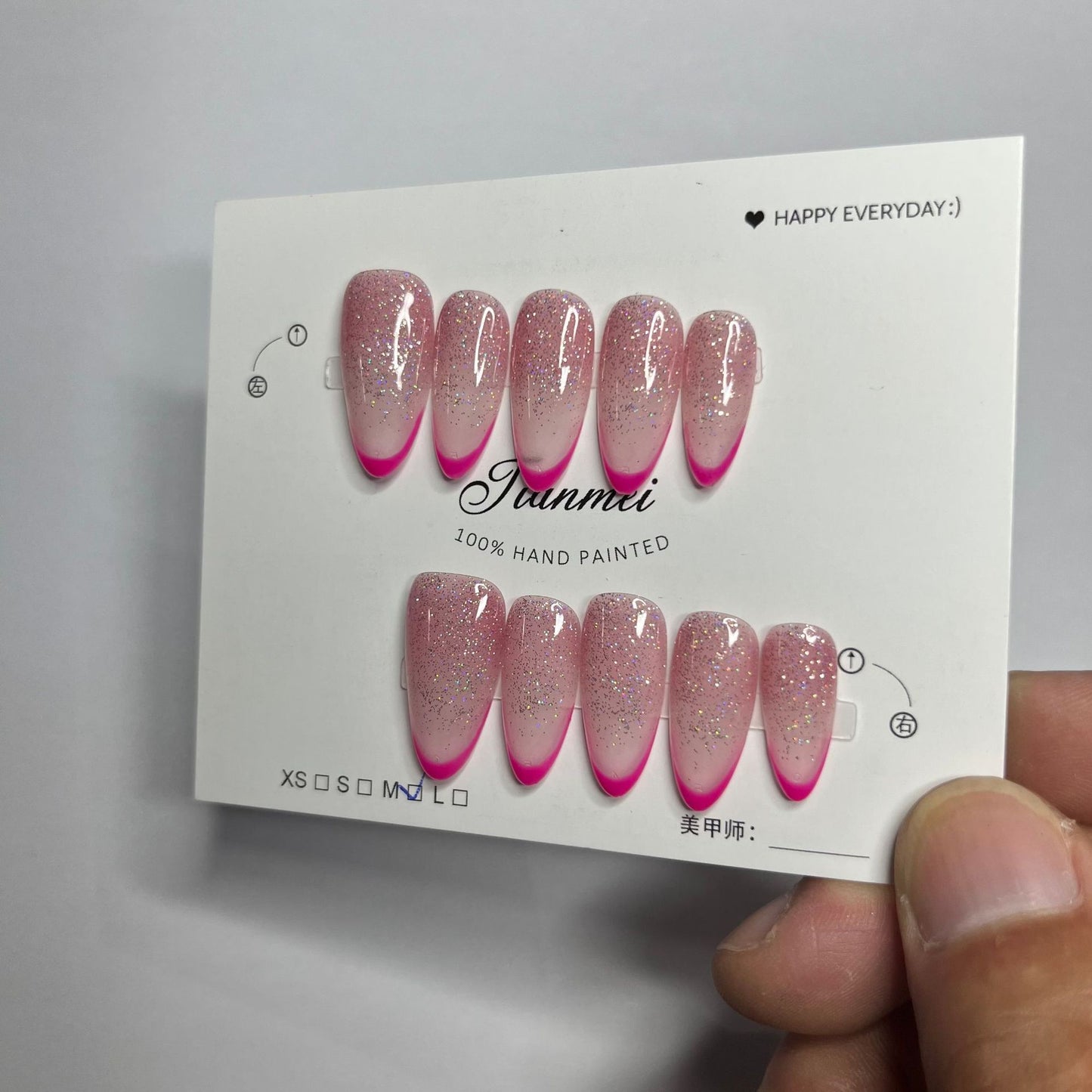 press on nails High quality handmade can reusable hot shiny diamond Almond style