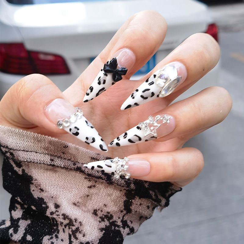 press on nails High quality handmade ,can reusable hot shiny diamond long nails