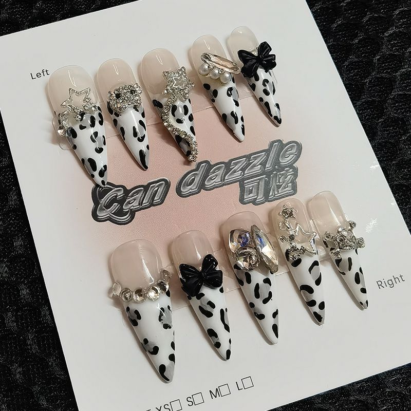 press on nails High quality handmade ,can reusable hot shiny diamond long nails