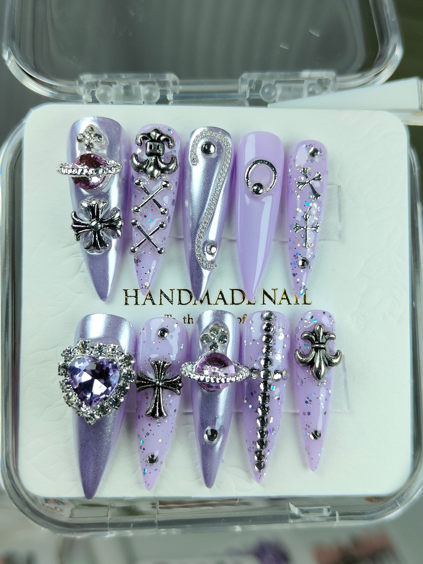 press on nails High quality handmade ,can reusable hot shiny diamond long nails