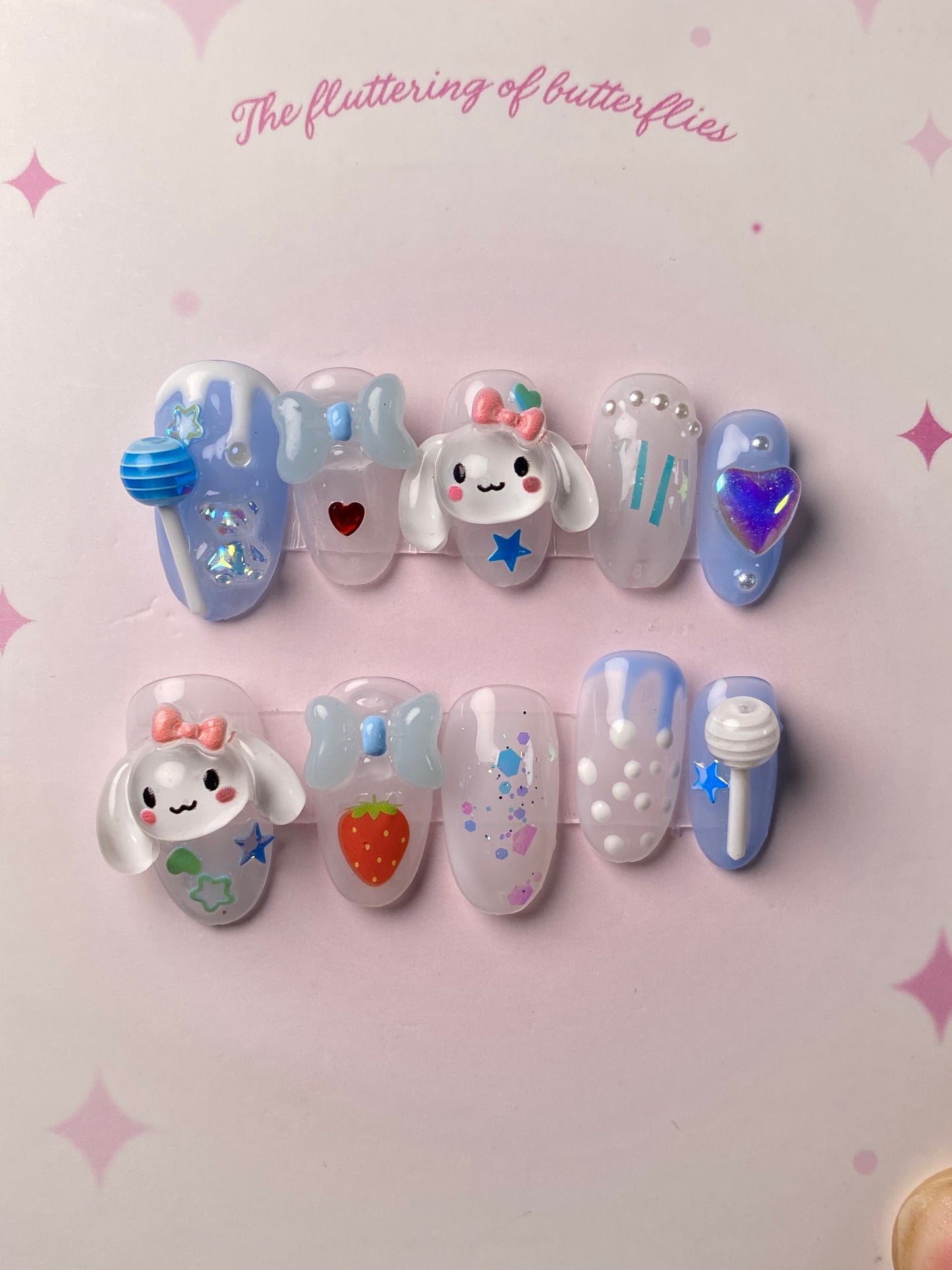 hand made press on nails cute dog Shiny false nail