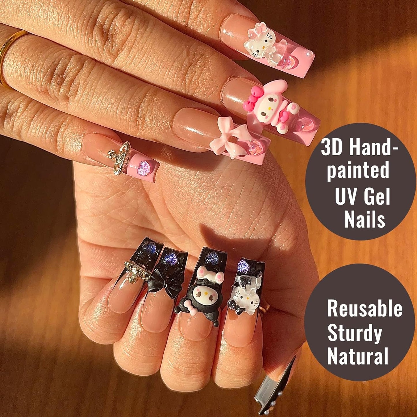 A press on nails 3D Kuroshio cartoon type coffin fake nails
