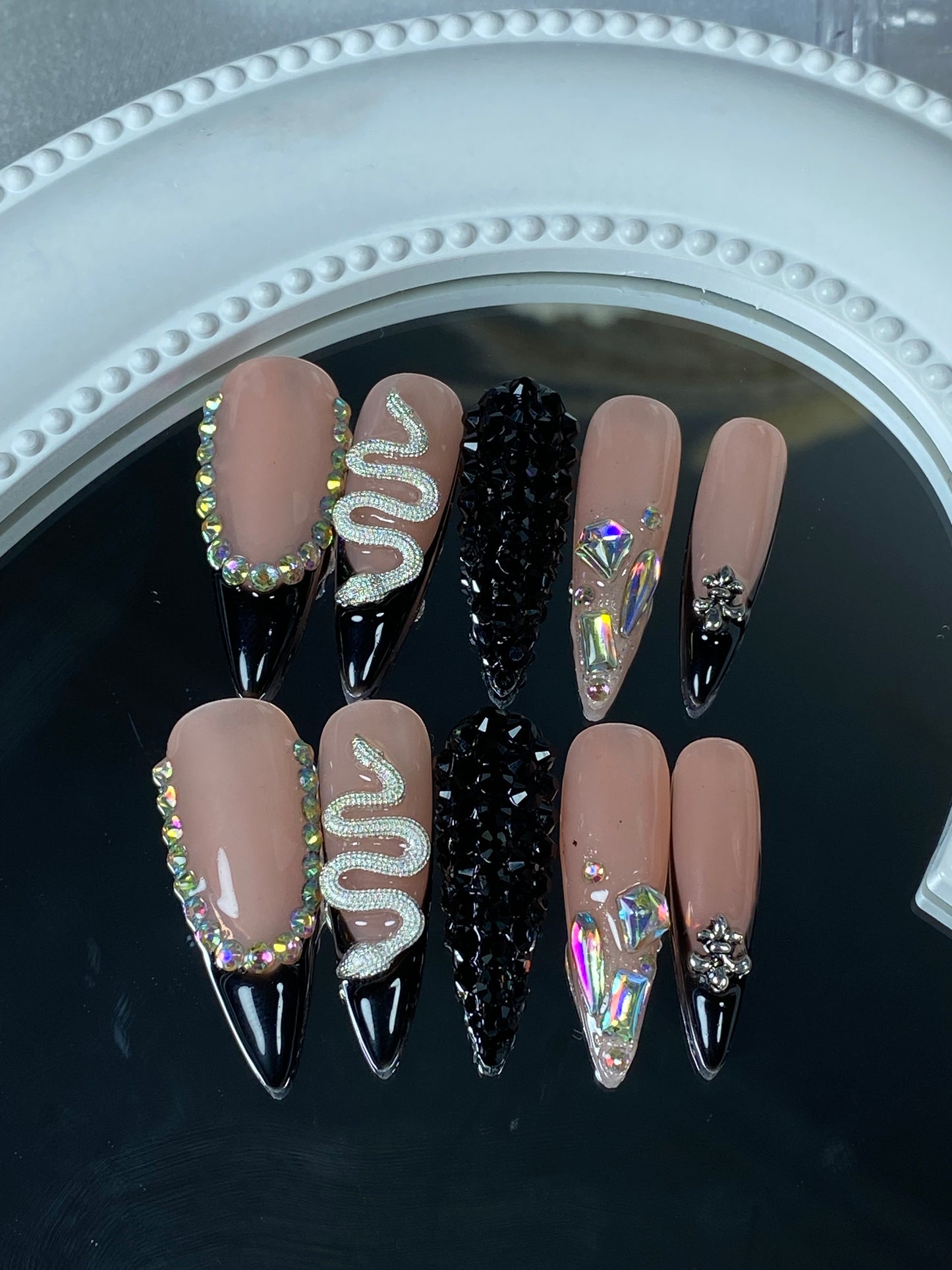 press on nails High quality handmade wearable nails,can reusable hot shiny diamond long nails