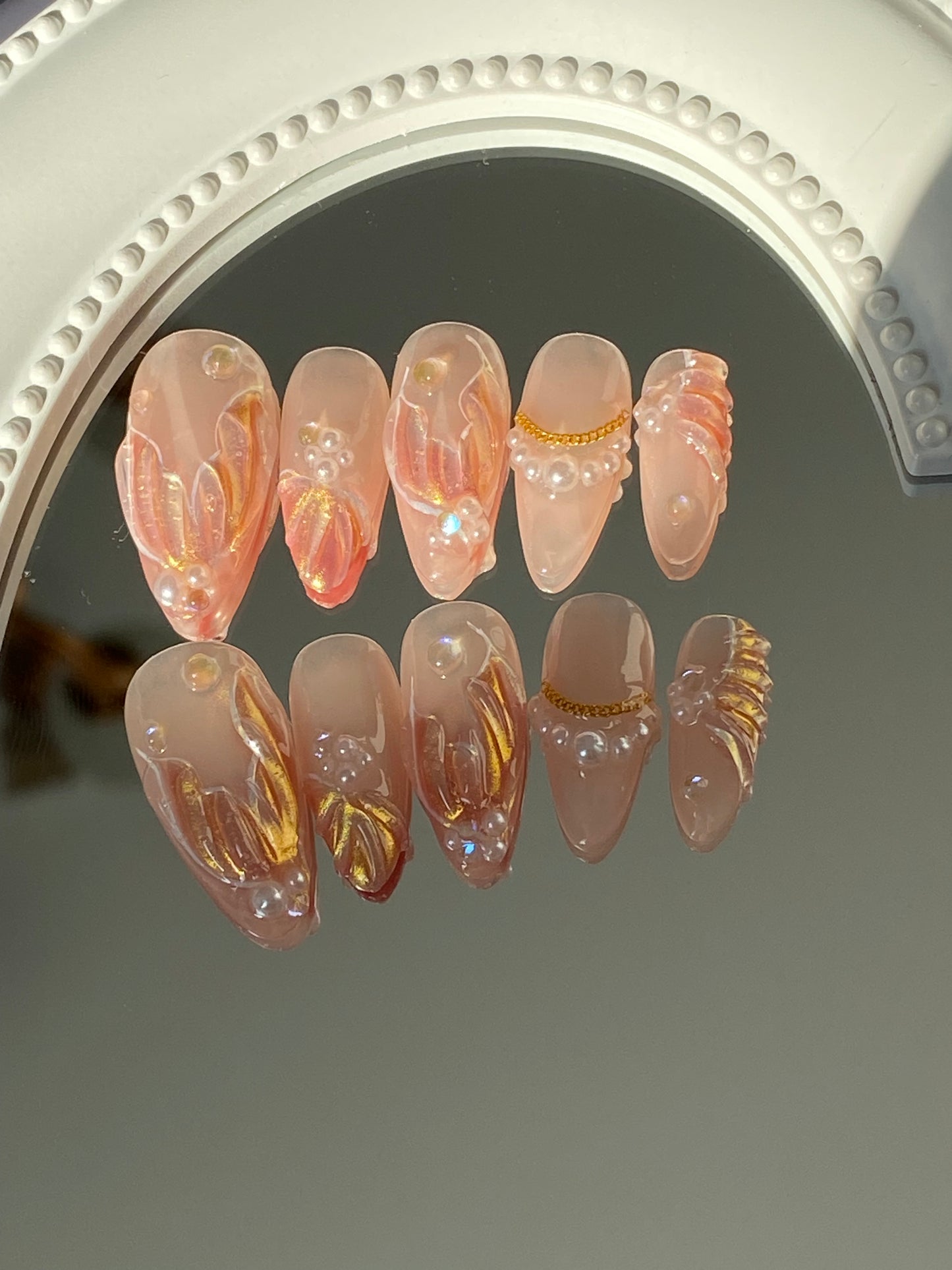 press on nails High quality handmade wearable nails,can reusable hot shiny diamond Mermaid Almond style