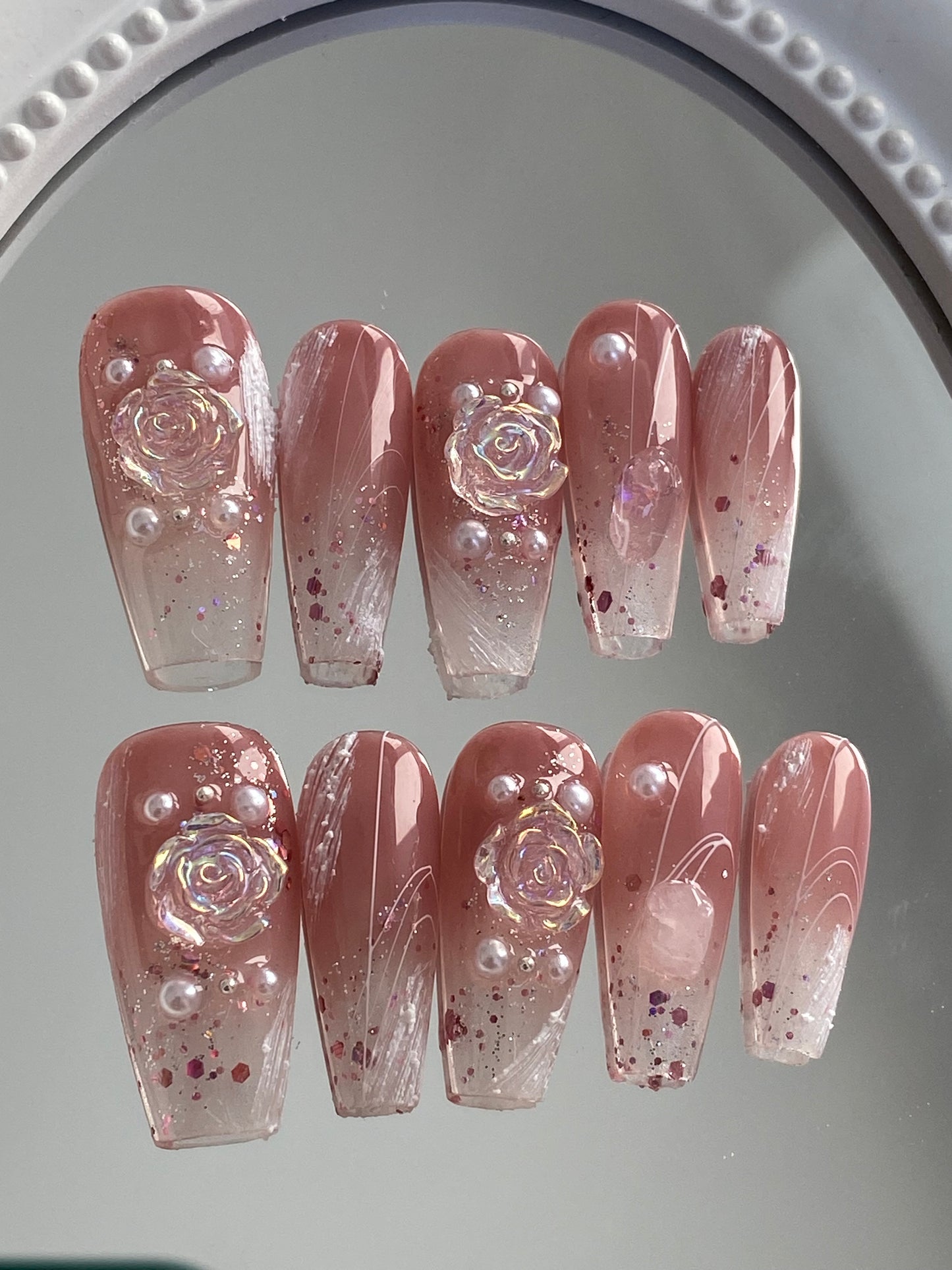 press on nails High quality handmade 3D flowers coffin fake nail