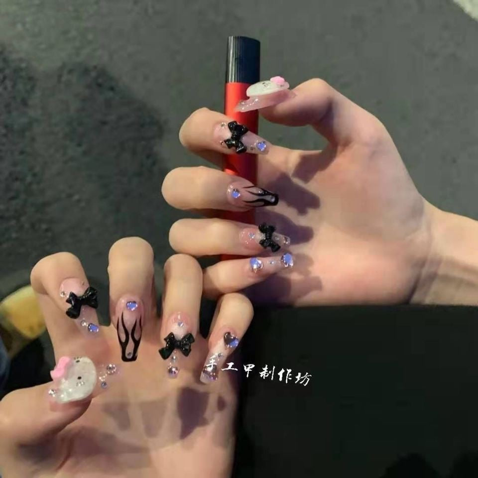 press on nails handmade hello kitty coffin nail sweet cool girl