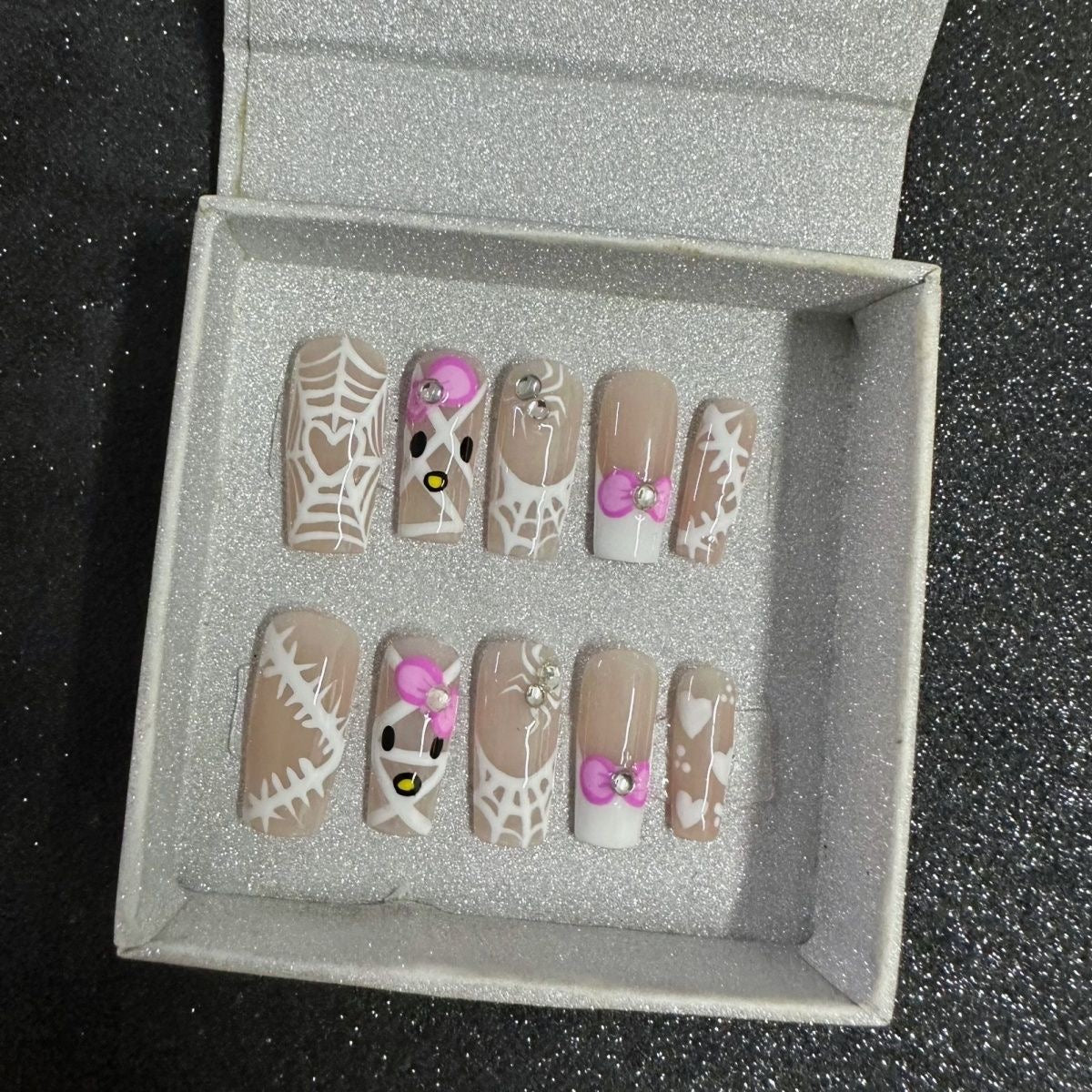 hand made press on nails Hello kitty cat cute Shiny false nail