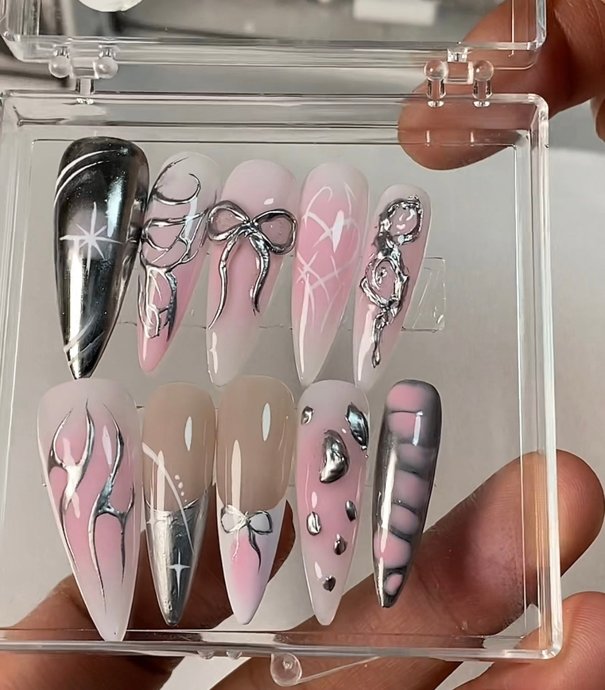 C press on nails High quality handmade hot girl sexy pink fake nail