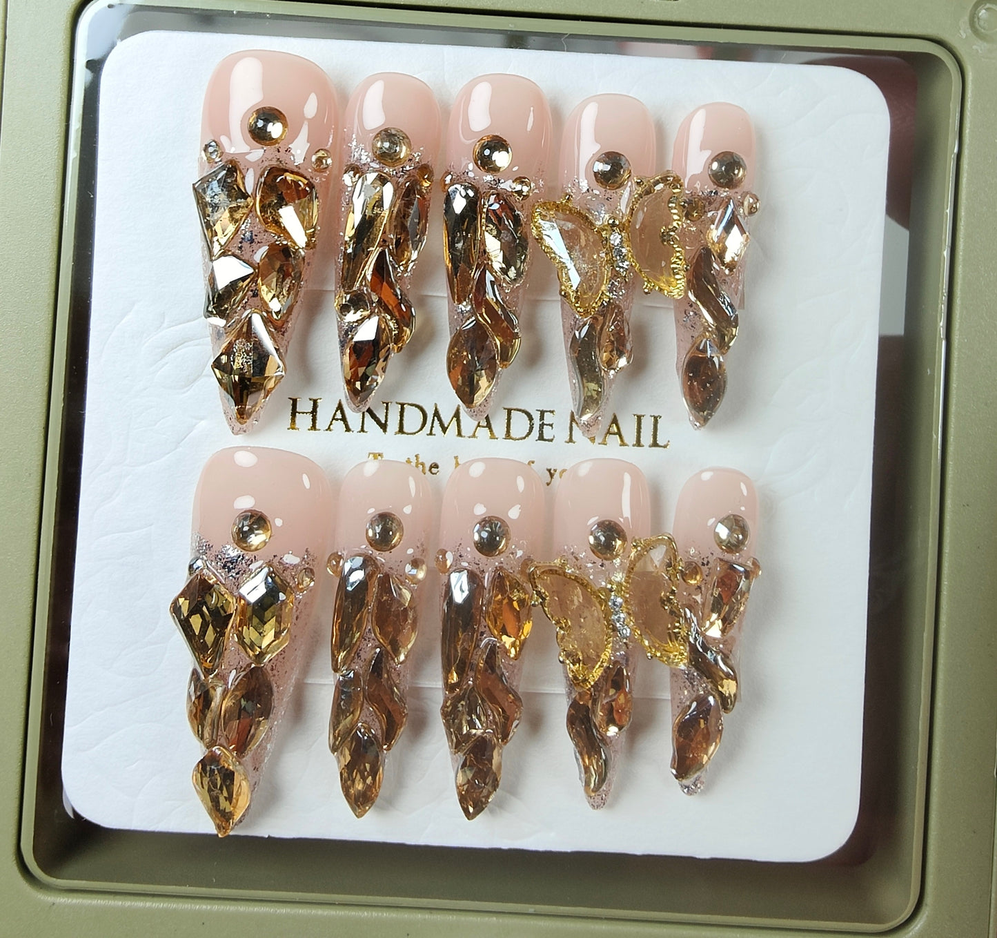 press on nails High quality handmade wearable nails,can reusable hot shiny diamond long nails