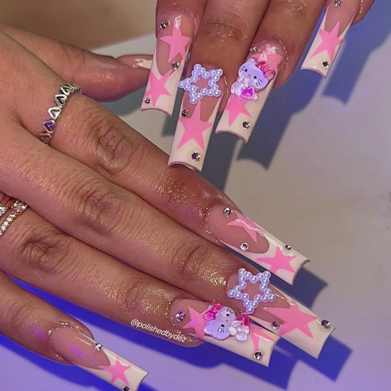 A hand made press on nails hello kitty cat cute false nail