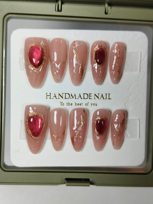 press on nails High quality handmade wearable nails,can  reusable hot shiny diamond  gem Almond style