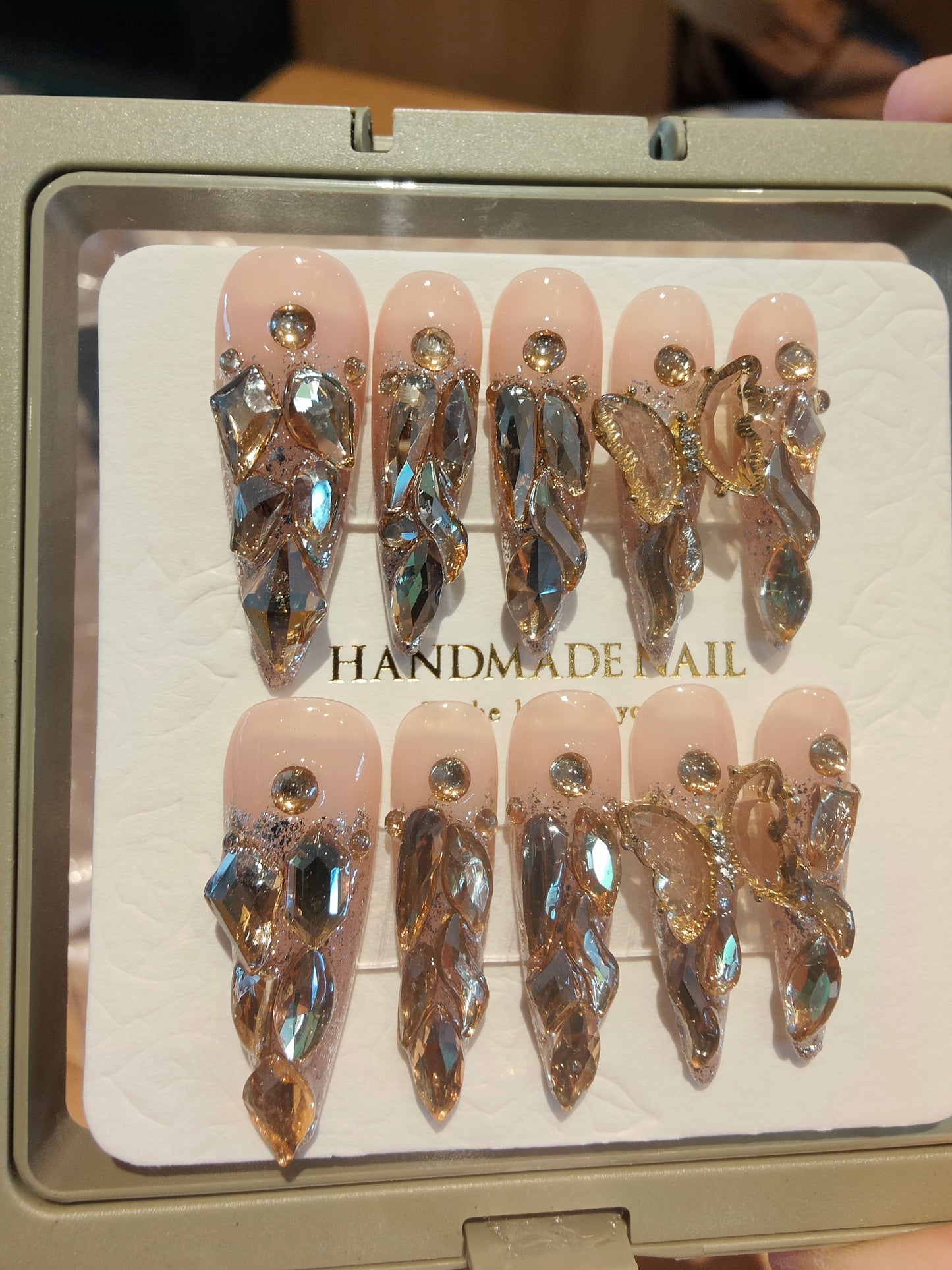 press on nails High quality handmade wearable nails,can  reusable hot shiny diamond long nails