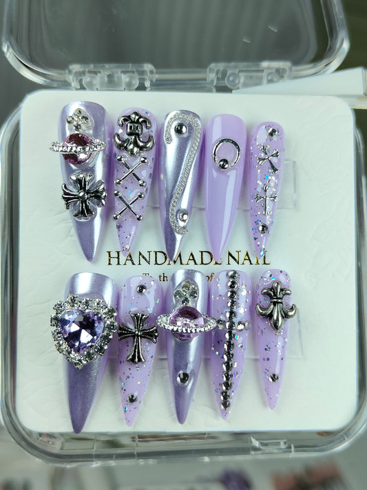 press on nails High quality handmade ,can  reusable hot shiny diamond  long nails