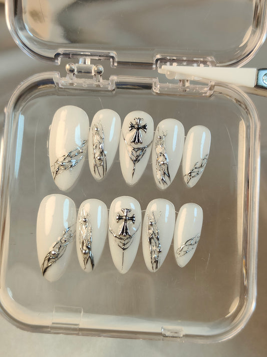 hand made press on nails false nail almond shape