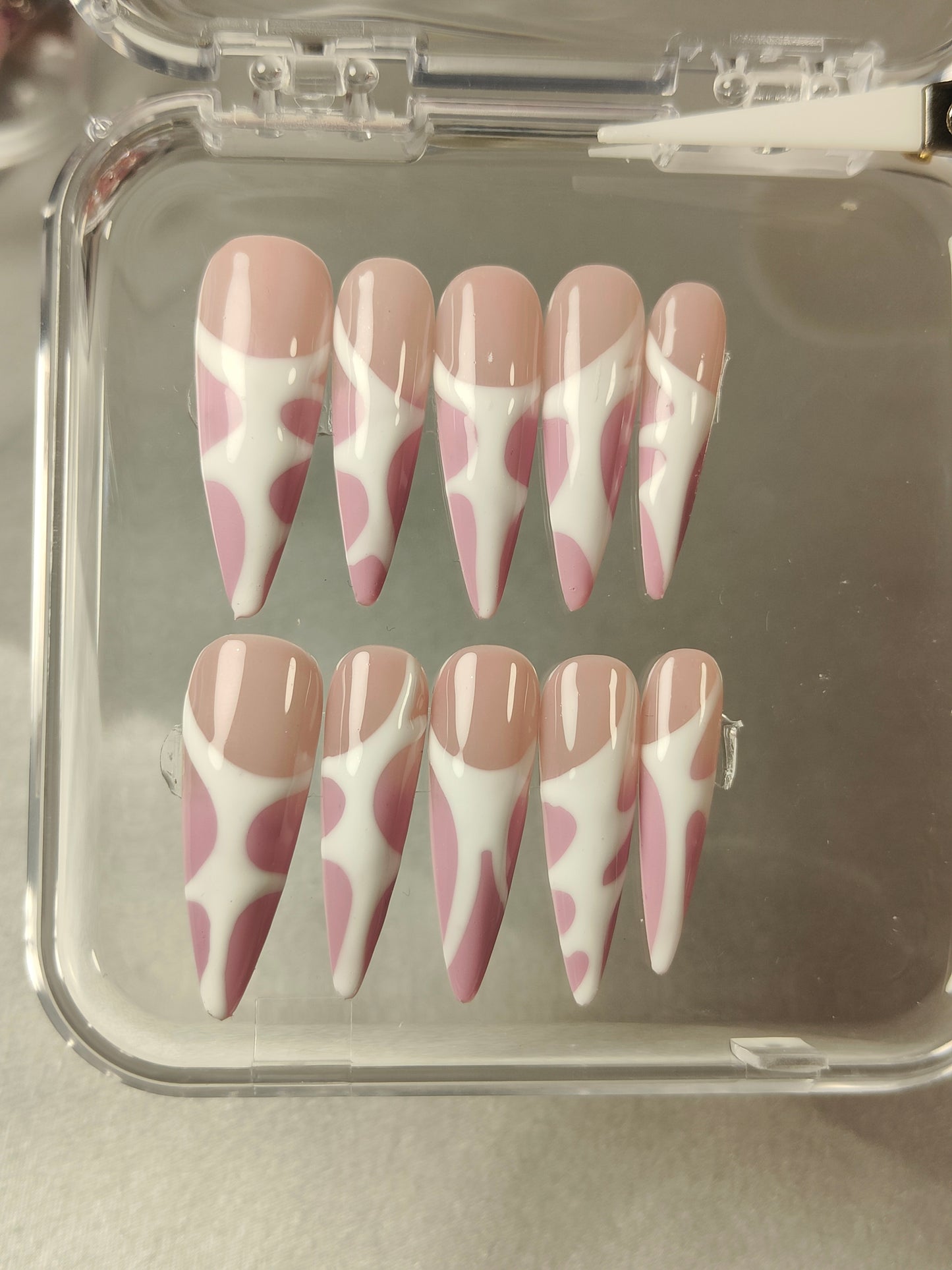 hand made press on nails  false nail long water drop shape