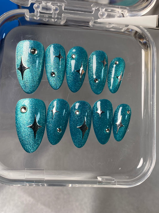hand made press on nails  super shiny false nail