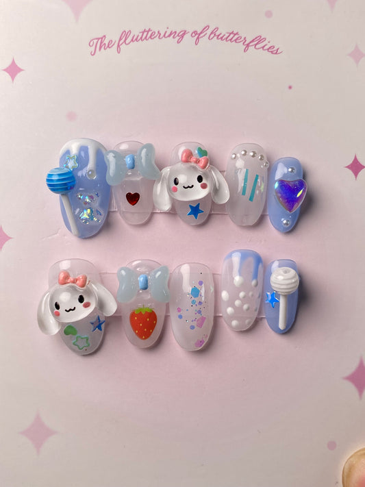 hand made press on nails   cute dog Shiny false nail