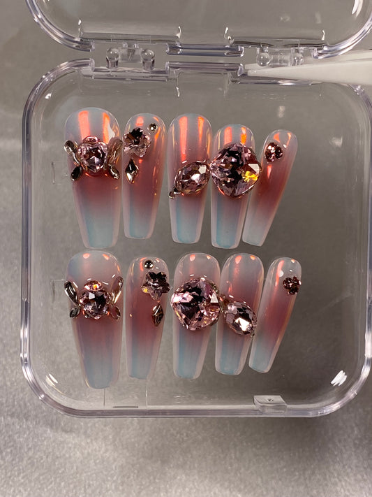 hand made press on nails   Super Shiny  diamond false nail