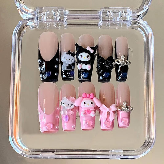 A press on nails  3D  Kuroshio cartoon type coffin fake nails