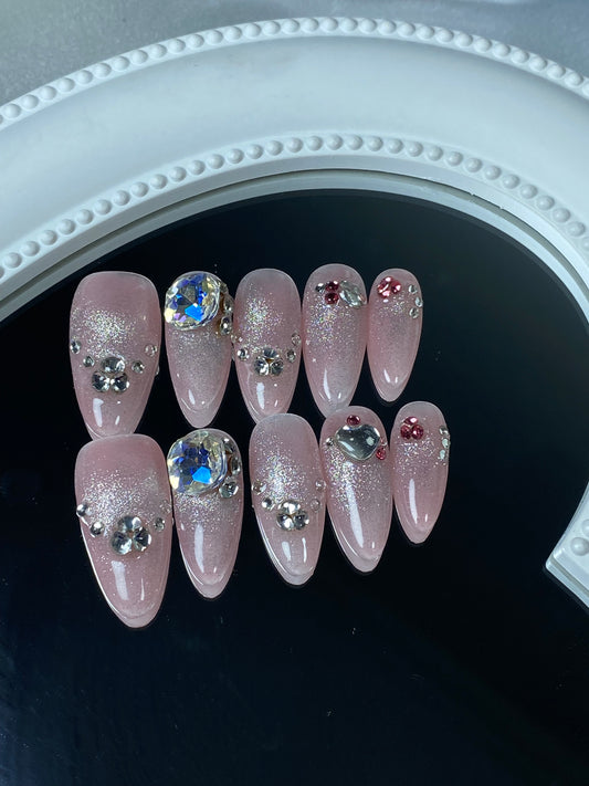 press on nails High quality handmade can  reusable hot shiny diamond  Almond style