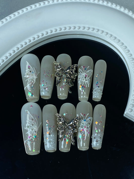 hand made press on nails Butterfly  false nail
