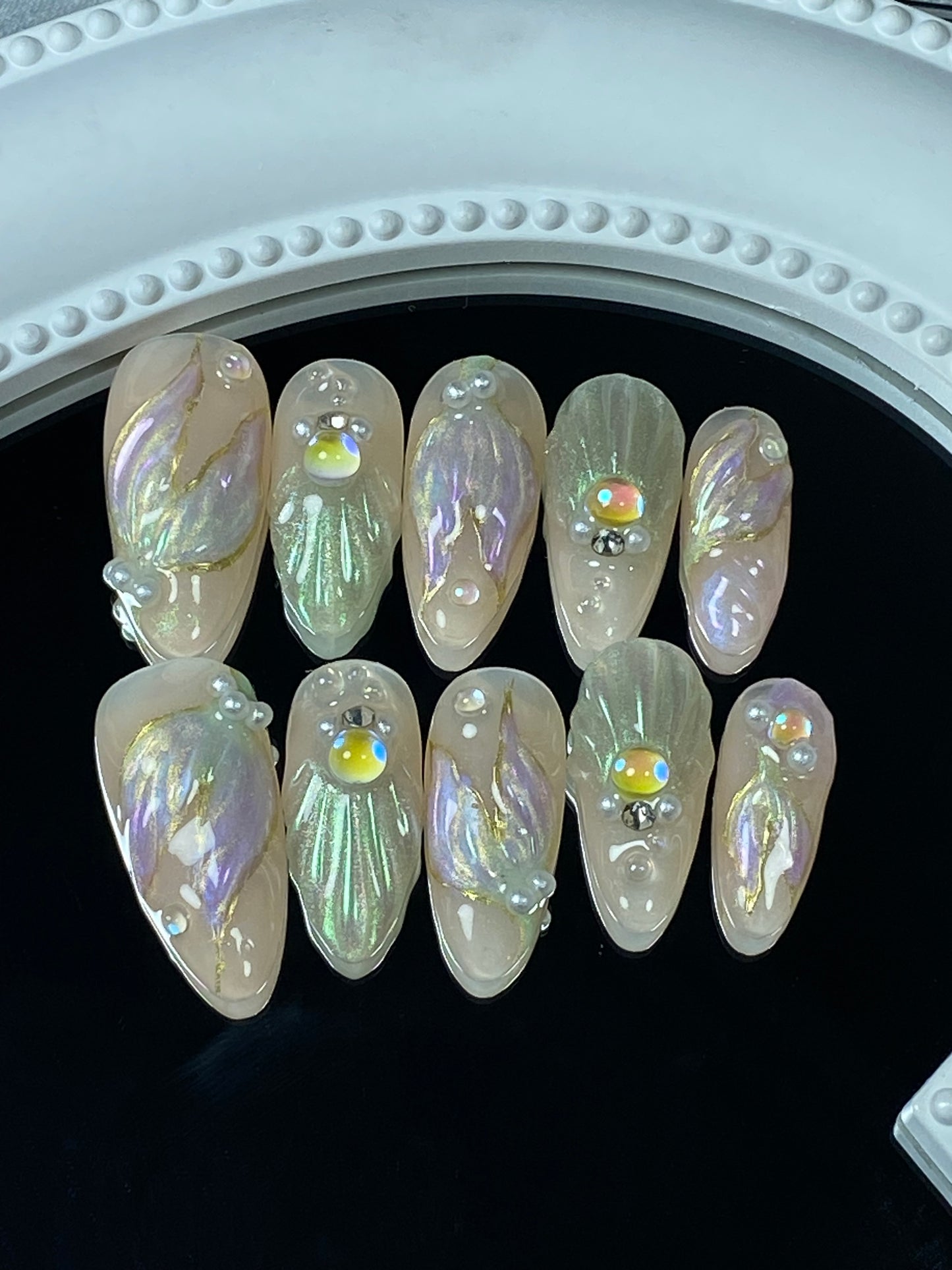 Almond press on nails High quality handmade wearable nails,can  reusable hot shiny diamond