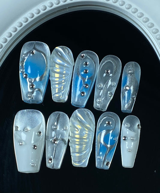 hand made press on nails  3D drawing false nail