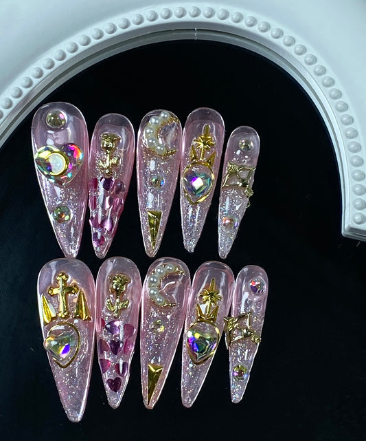 hand made press on nails   Shiny  hot sexy false nail