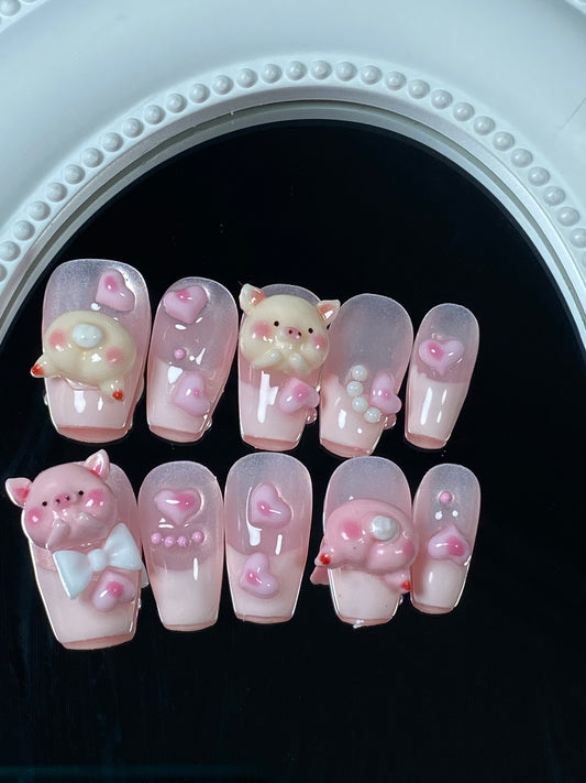 hand made press on nails cute   Cartoon type  false nail