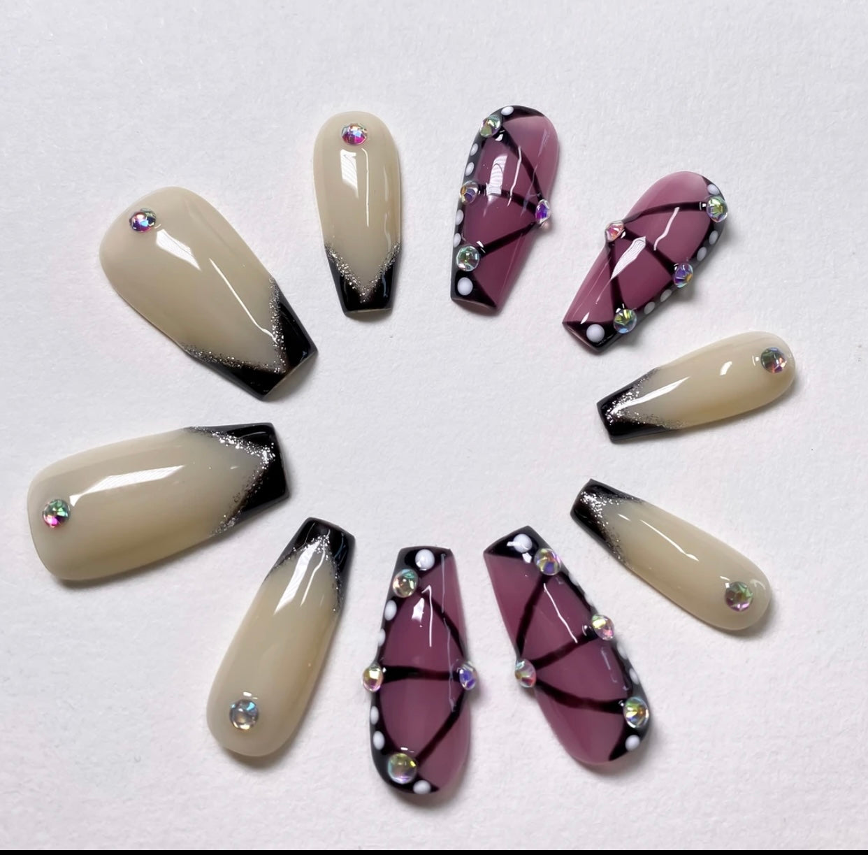 press on nails Butterfly shining coffin fake nails