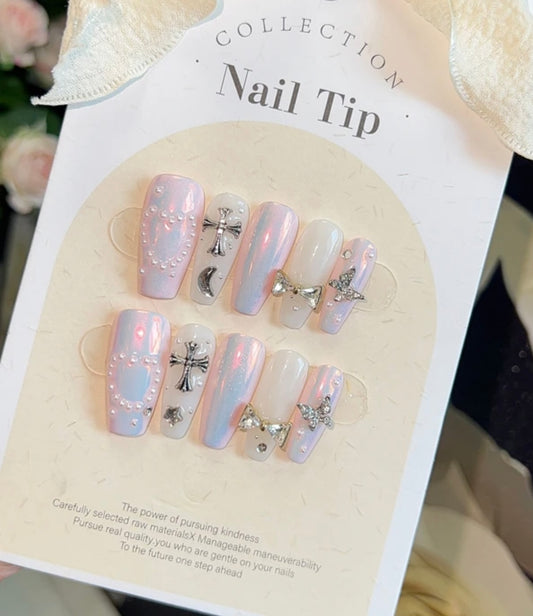 Coffin y2k press on nails   Hot sexy girls Glossy fake nail