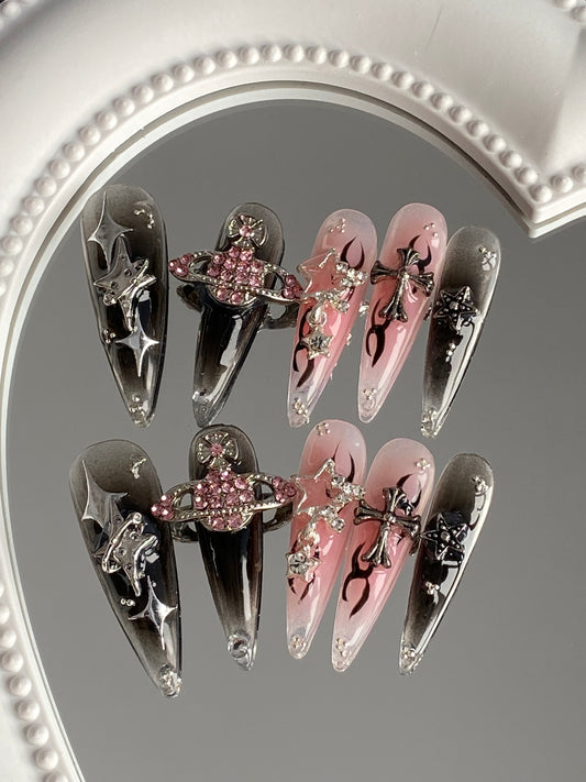 A Stiletto press on nails hand made fake nail