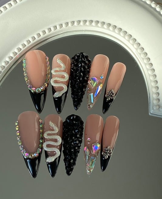 press on nails High quality handmade wearable nails,can  reusable hot shiny diamond  long nails
