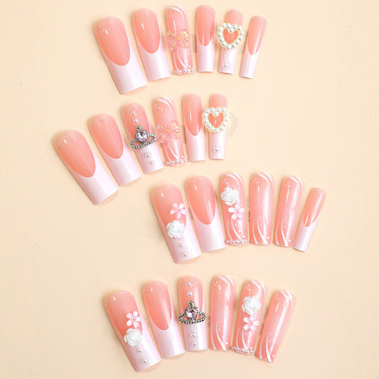 long coffin 3D press on nails fake nails 的