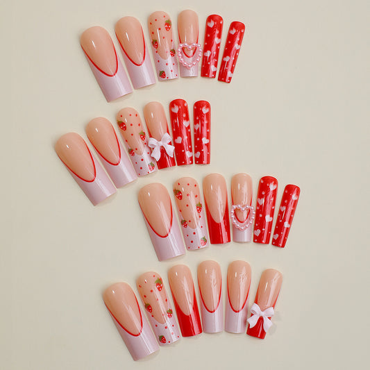long coffin 3D press on nails fake nails