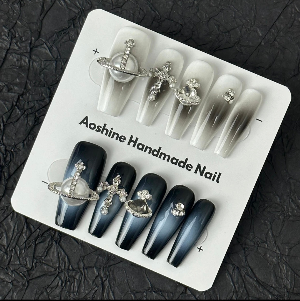press on nails High quality handmade wearable nails,can  reusable hot shiny diamond long nails 的副本