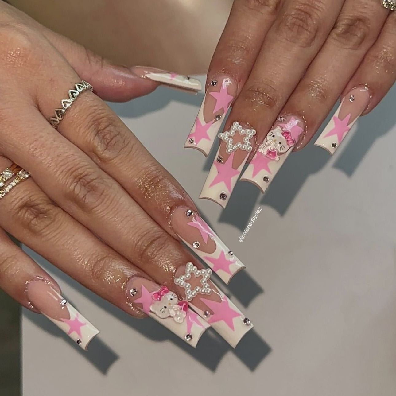 A hand made press on nails  hello kitty cat cute false nail